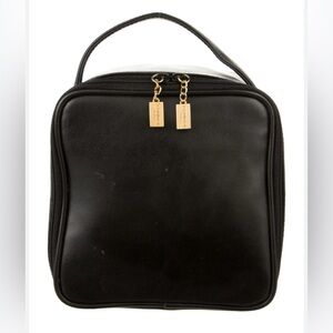 Ives Saint Lauren Black Leather Cosmetic Bag
